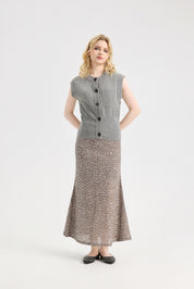 Women's Solid Round Neck Cap Sleeve Knitwear Sweater Tops