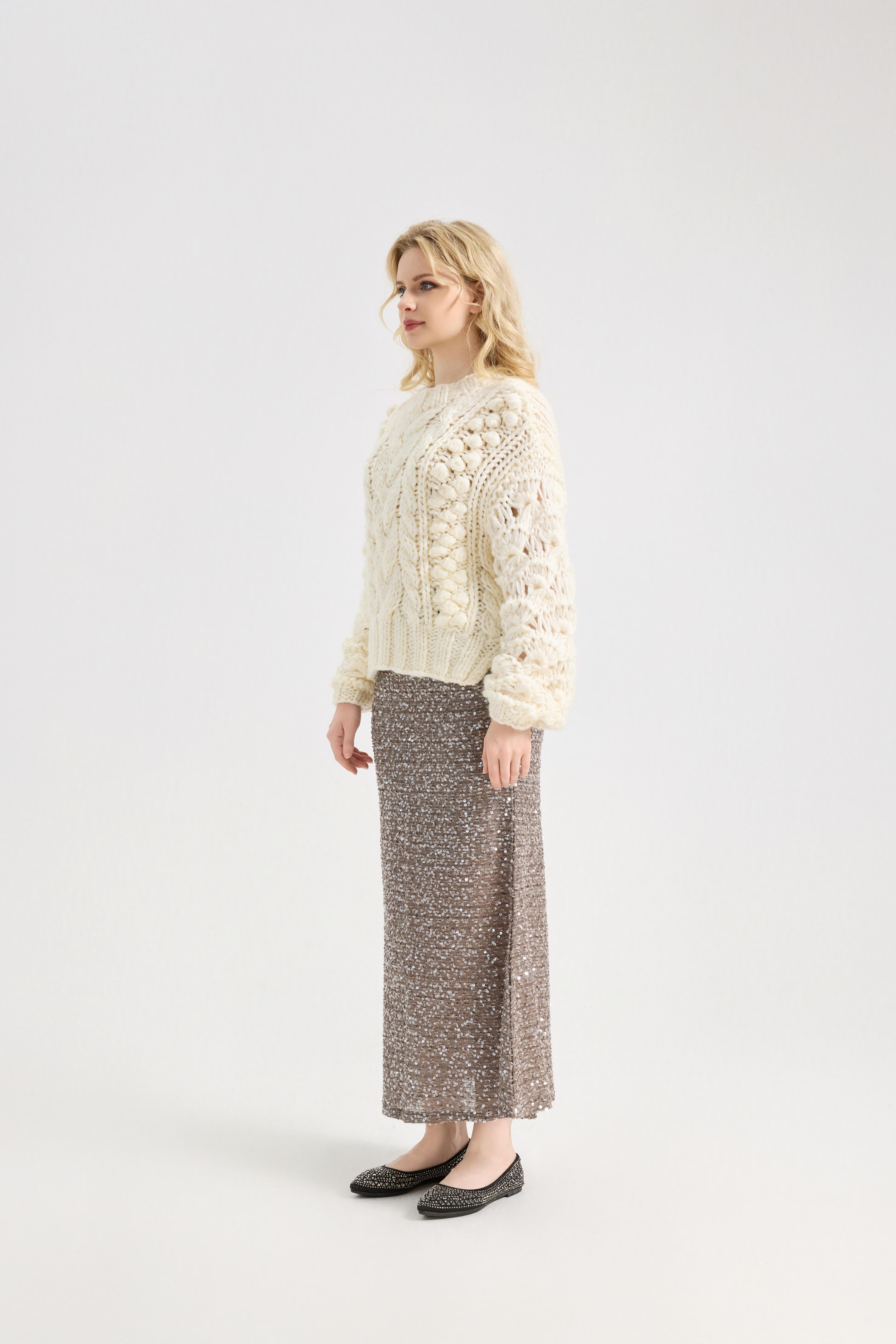 Sweaters for Women Trendy Crewneck Long Sleeve  Sweater Tops Fall 2025 Chunky Cable Knit Pullover Sweaters