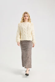 Sweaters for Women Trendy Crewneck Long Sleeve  Sweater Tops Fall 2025 Chunky Cable Knit Pullover Sweaters
