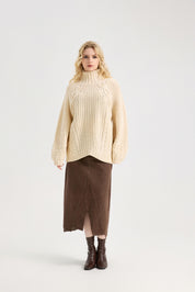 Women's Casual Turtleneck Long Lantern Sleeve Fall 2025 Oversized Ribbed Knit Pullover Sweater Jumper Top