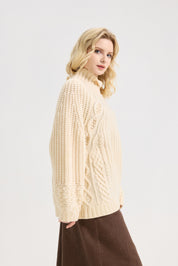Women's Casual Turtleneck Long Lantern Sleeve Fall 2025 Oversized Ribbed Knit Pullover Sweater Jumper Top