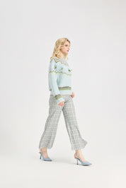 Fair Isle Sweater Women Vintage Long Sleeve Crewneck Sweater floraldesign Knit Pullover Top