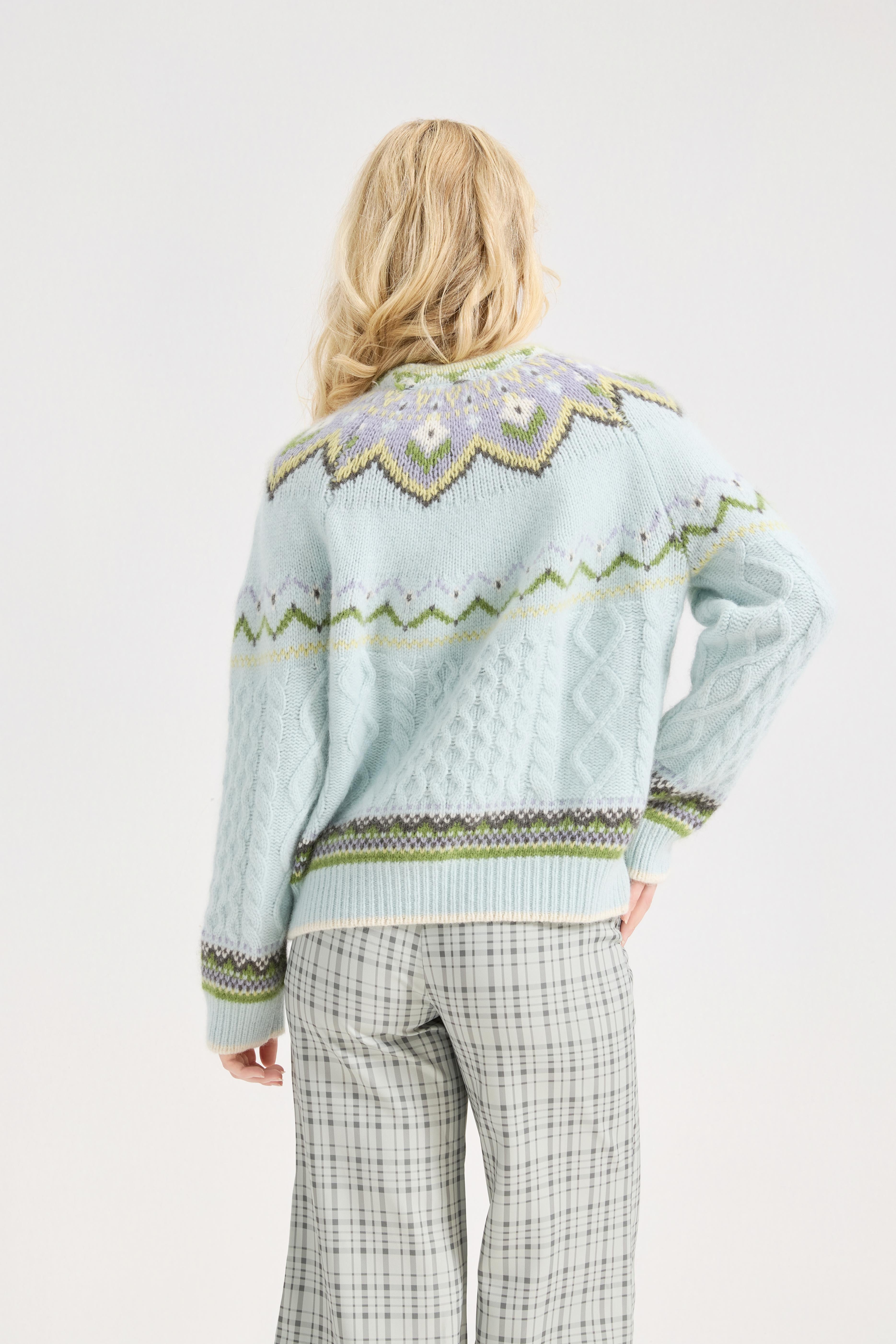 Fair Isle Sweater Women Vintage Long Sleeve Crewneck Sweater floraldesign Knit Pullover Top