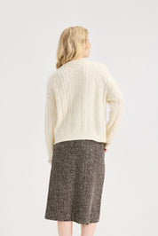 Women's Flower Sweater Crochet Cute Floral Knit Crew Neck Pullover Tops