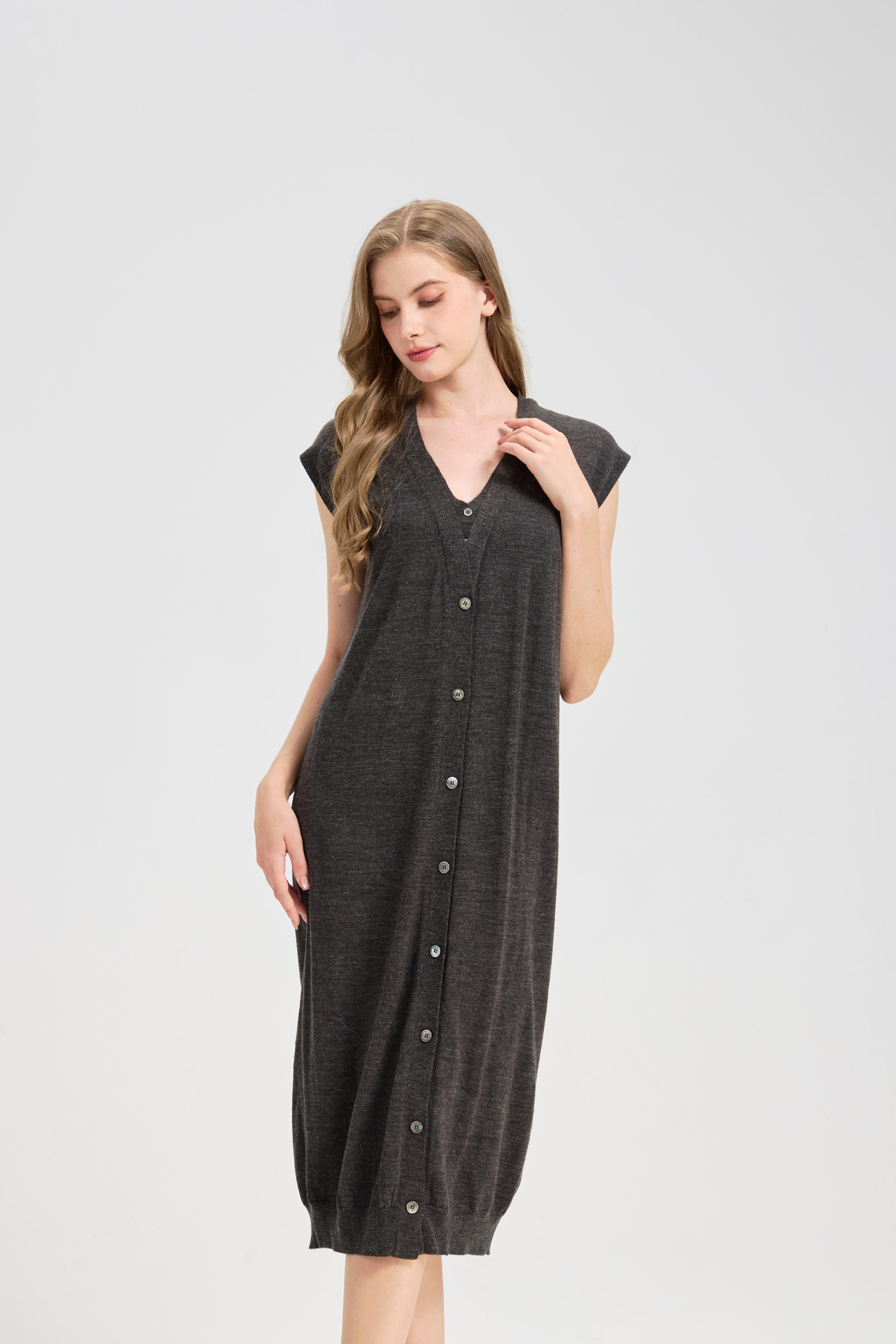 Sweater Tunic Dresses - Loose Fitting Fake Neck for Casual Fall Winter