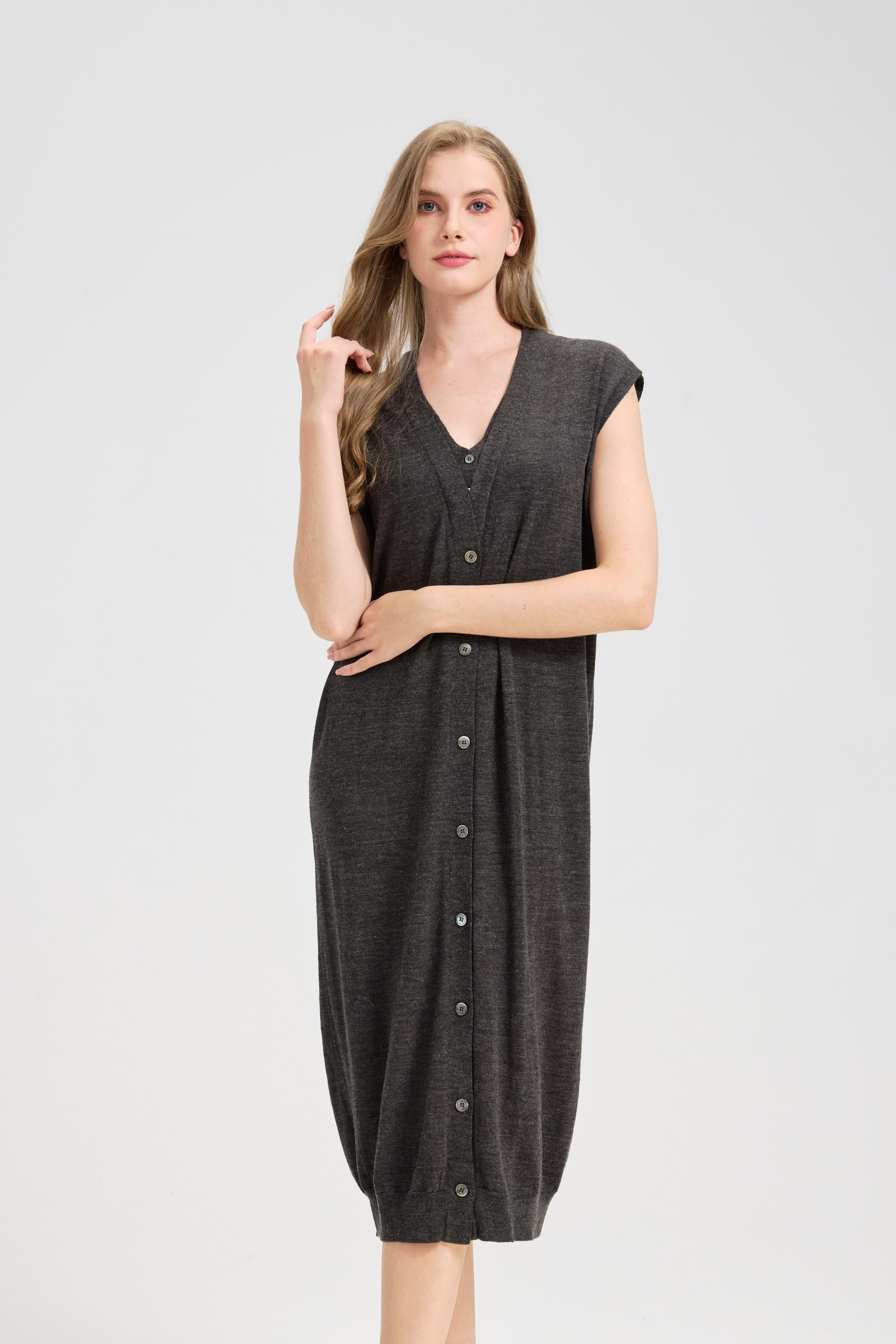 Sweater Tunic Dresses - Loose Fitting Fake Neck for Casual Fall Winter