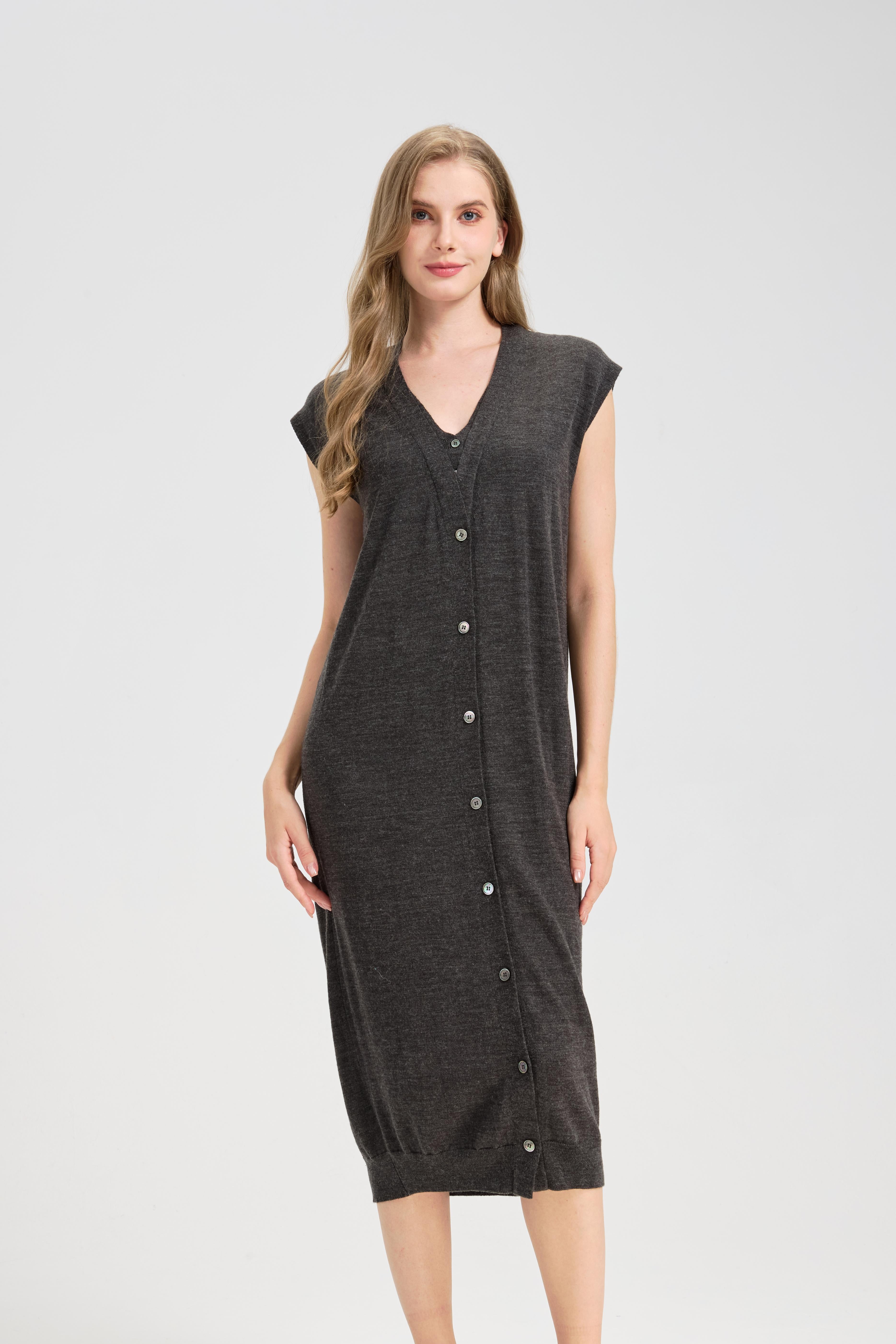 Sweater Tunic Dresses - Loose Fitting Fake Neck for Casual Fall Winter