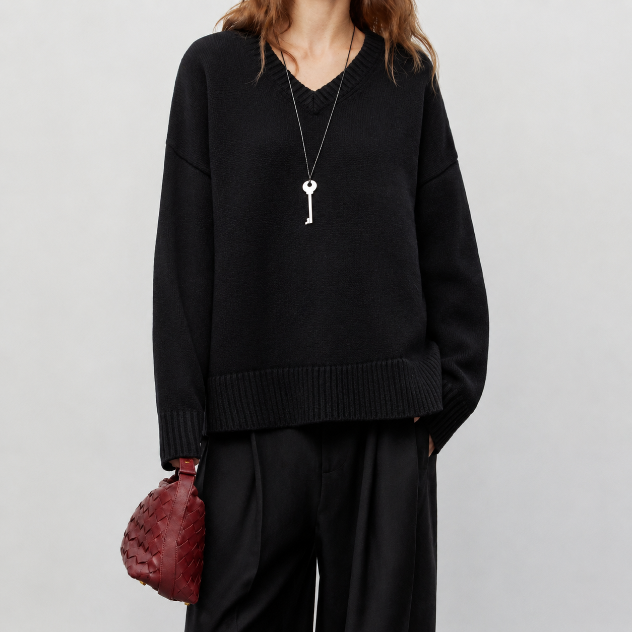 Women's V-Neck Sweater for Fall and Winter