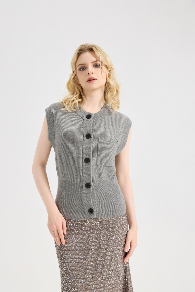 Pulls en maille à manches courtes et col rond pour femmes 