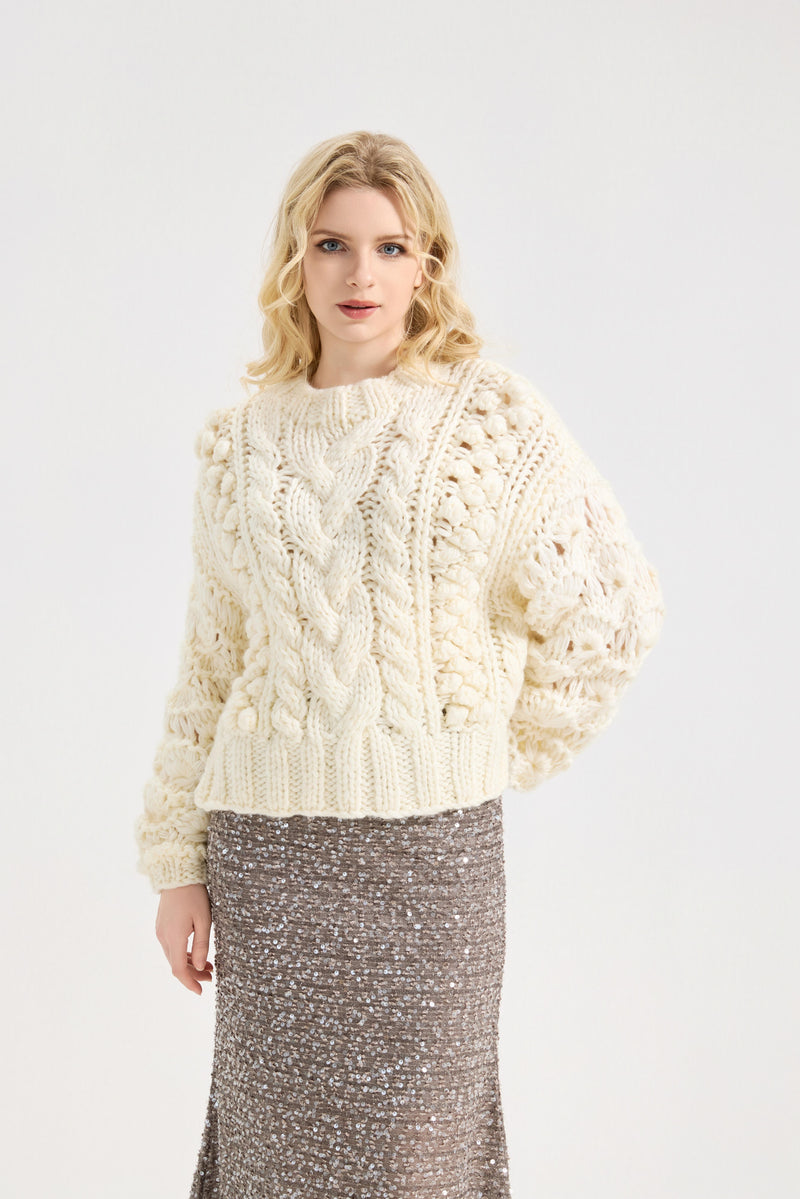 Women's Long Sleeve Chunky Cable Knit Sweater