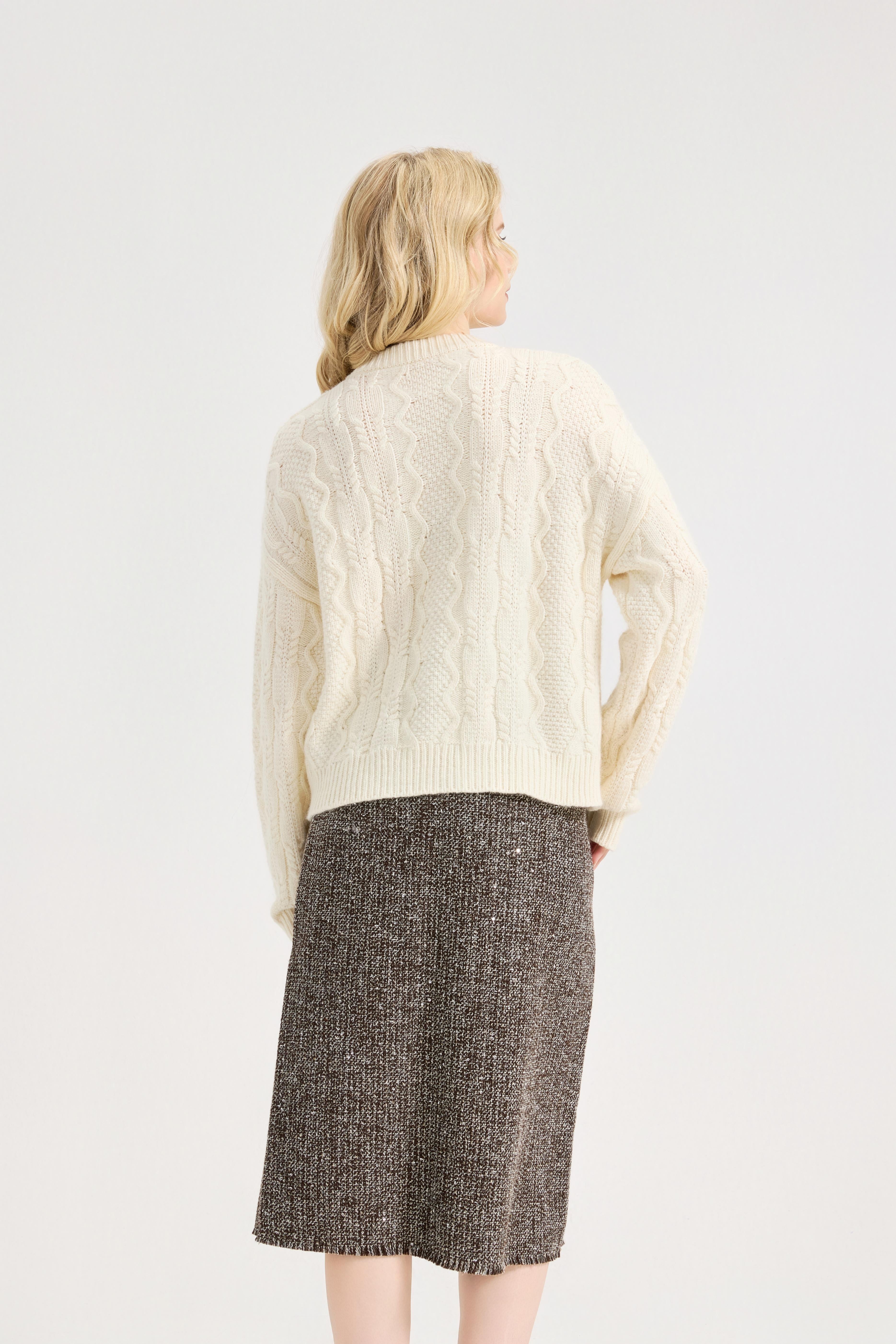 Women's Flower Sweater Crochet Cute Floral Knit Crew Neck Pullover Tops