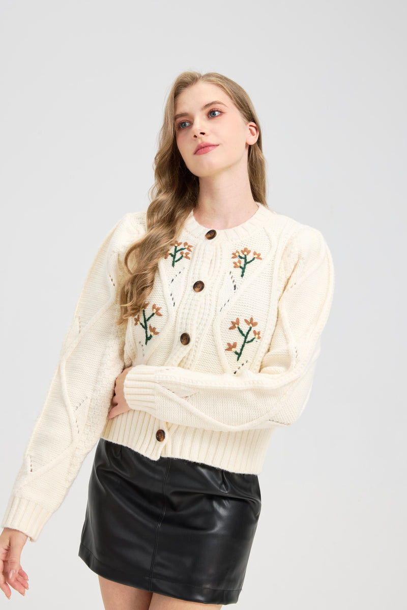 Women's Embroidered Cardigan Sweater