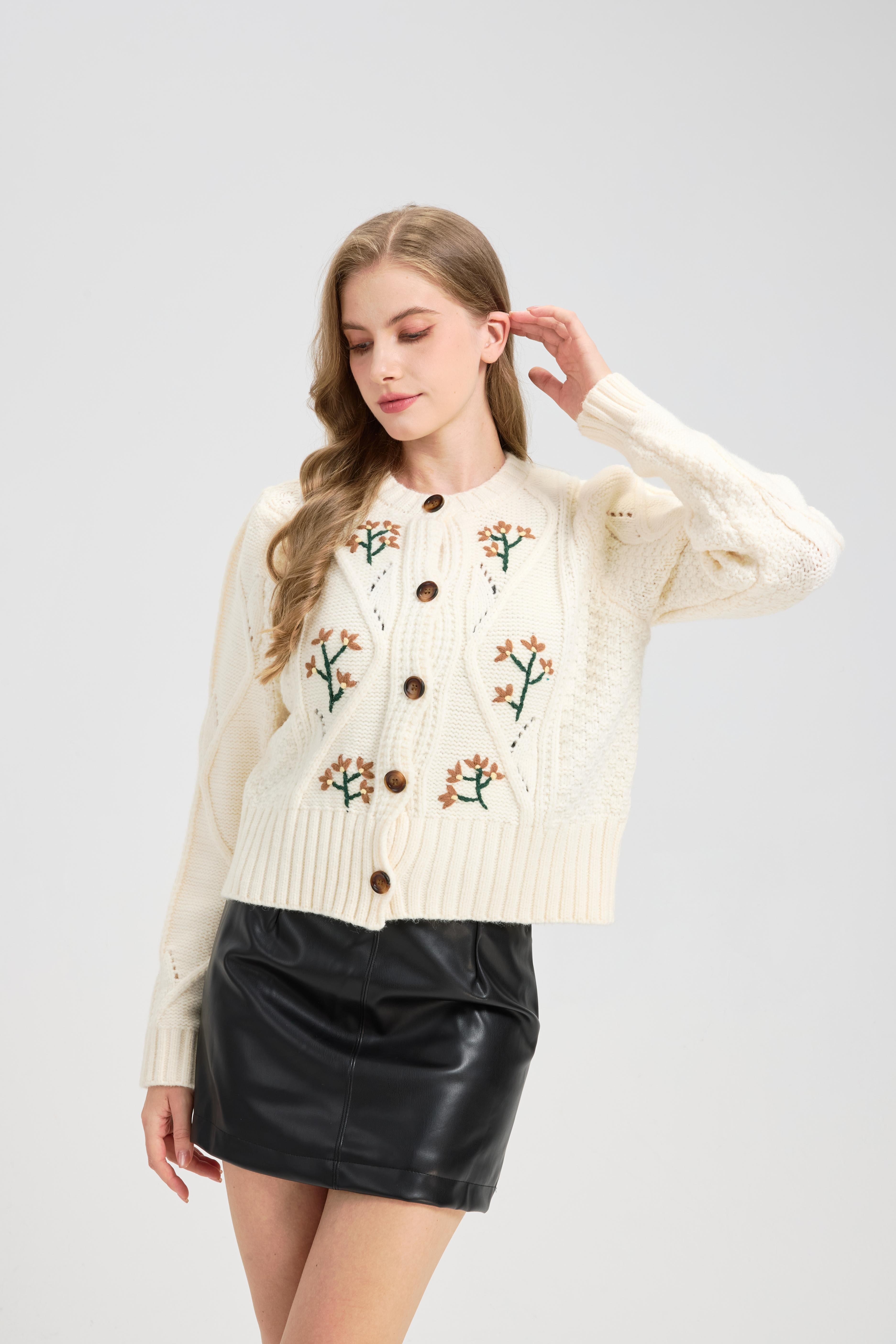 Women's Embroidered Cardigan Sweater