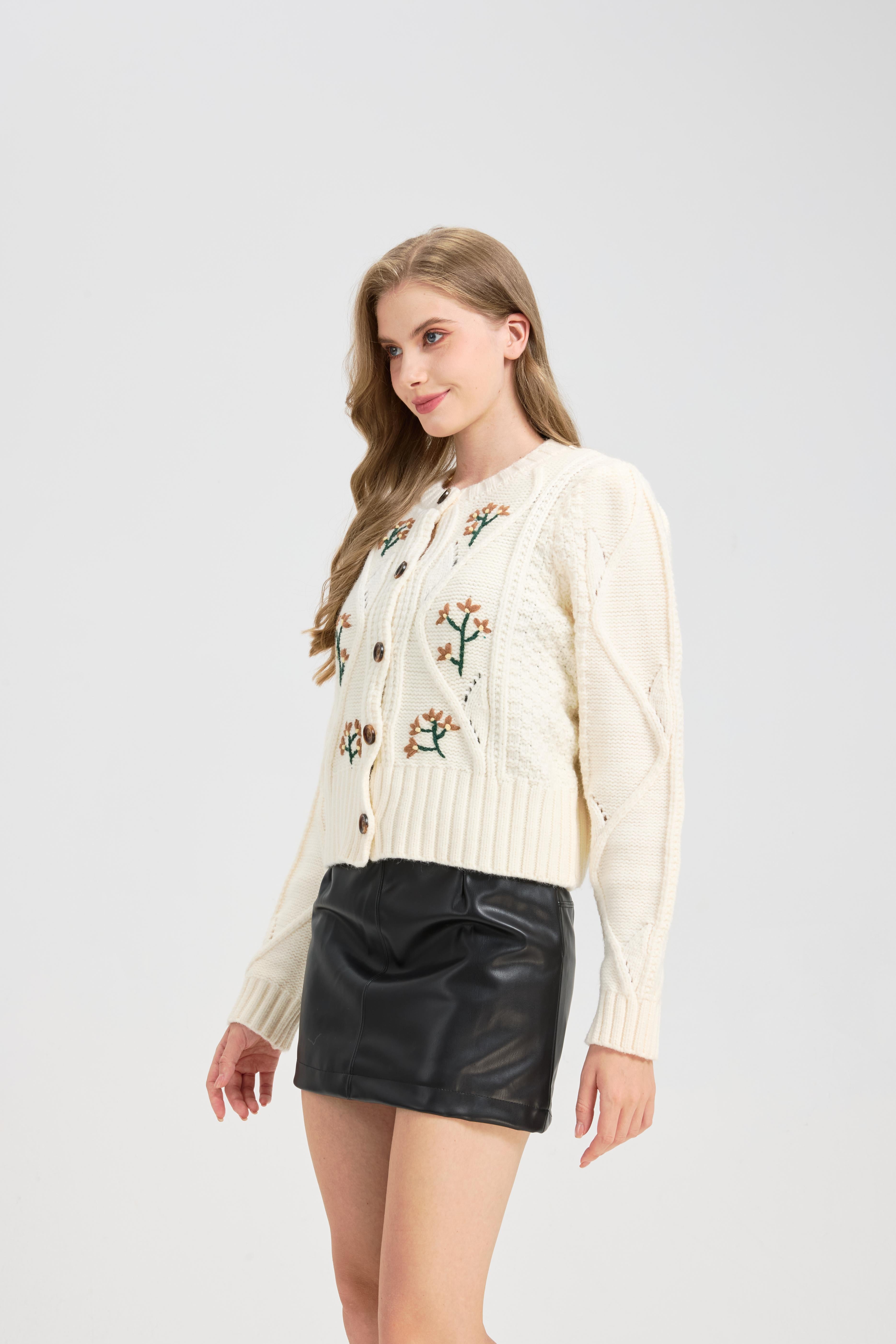 Women's Embroidered Cardigan Sweater