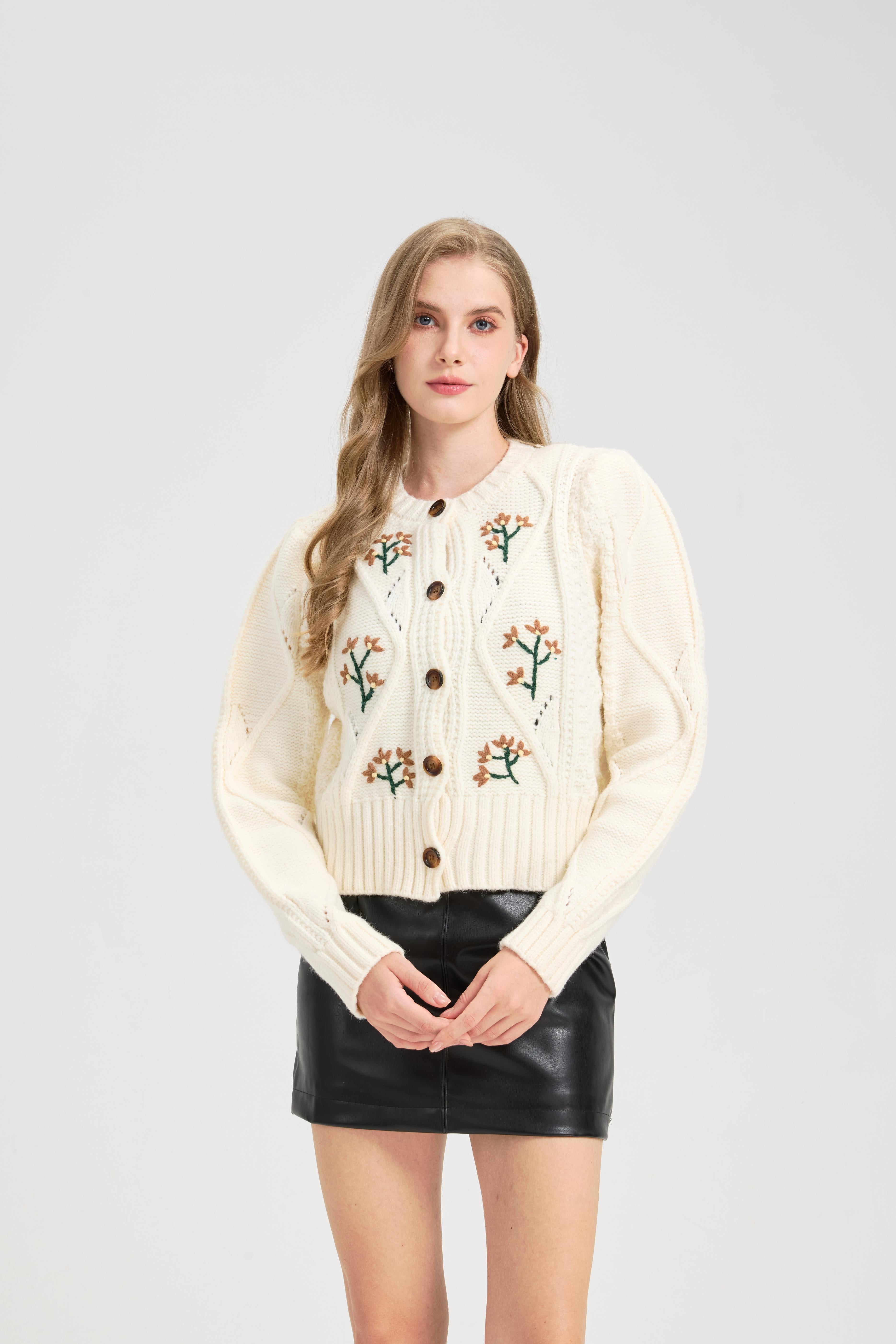 Women's Embroidered Cardigan Sweater