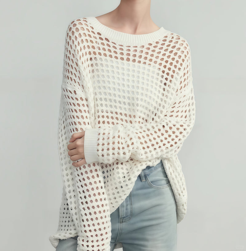 Beach Style Open Stitch Sweater Cover Up