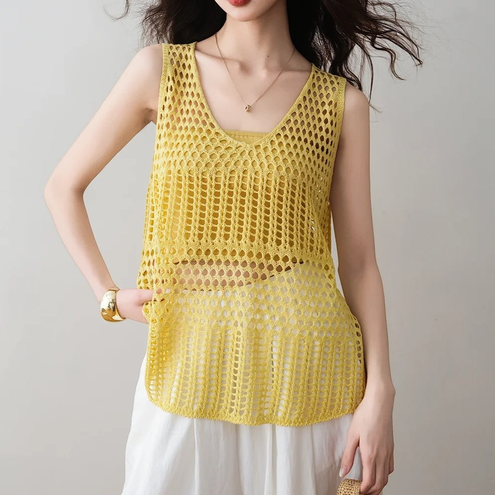 Beach Style Open Stitch Sweater Cover Up