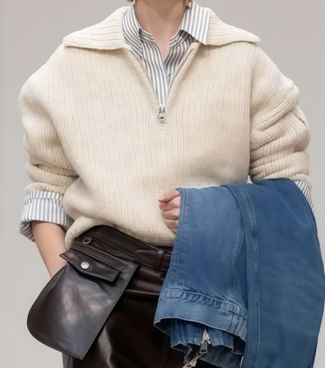 Women’s Pullover Sweater with Zipper