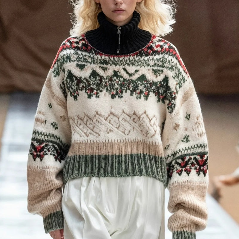 Women’s Pullover Sweater with Zipper