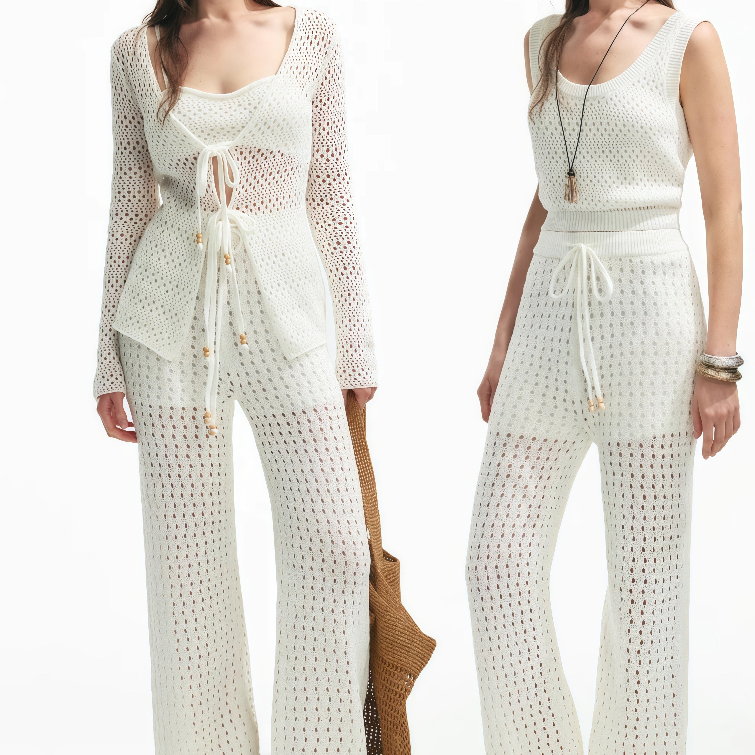 Beach Style Open Stitch Sweater Cover Up